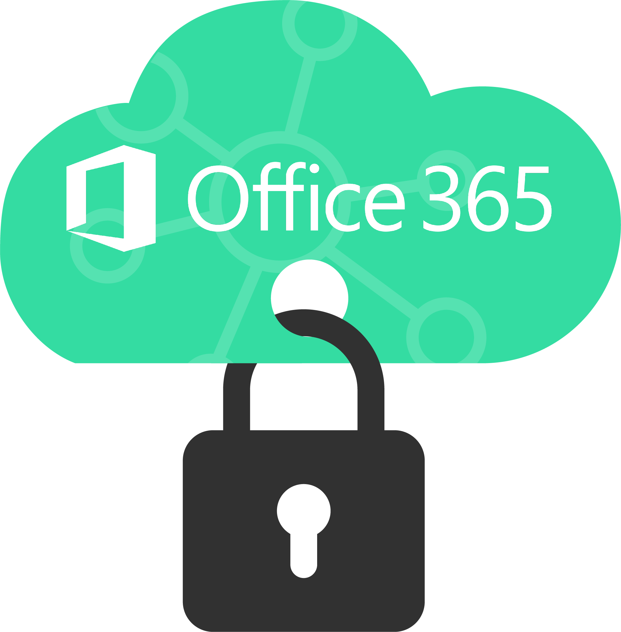 Cloud with lock showing security of Office 365 products