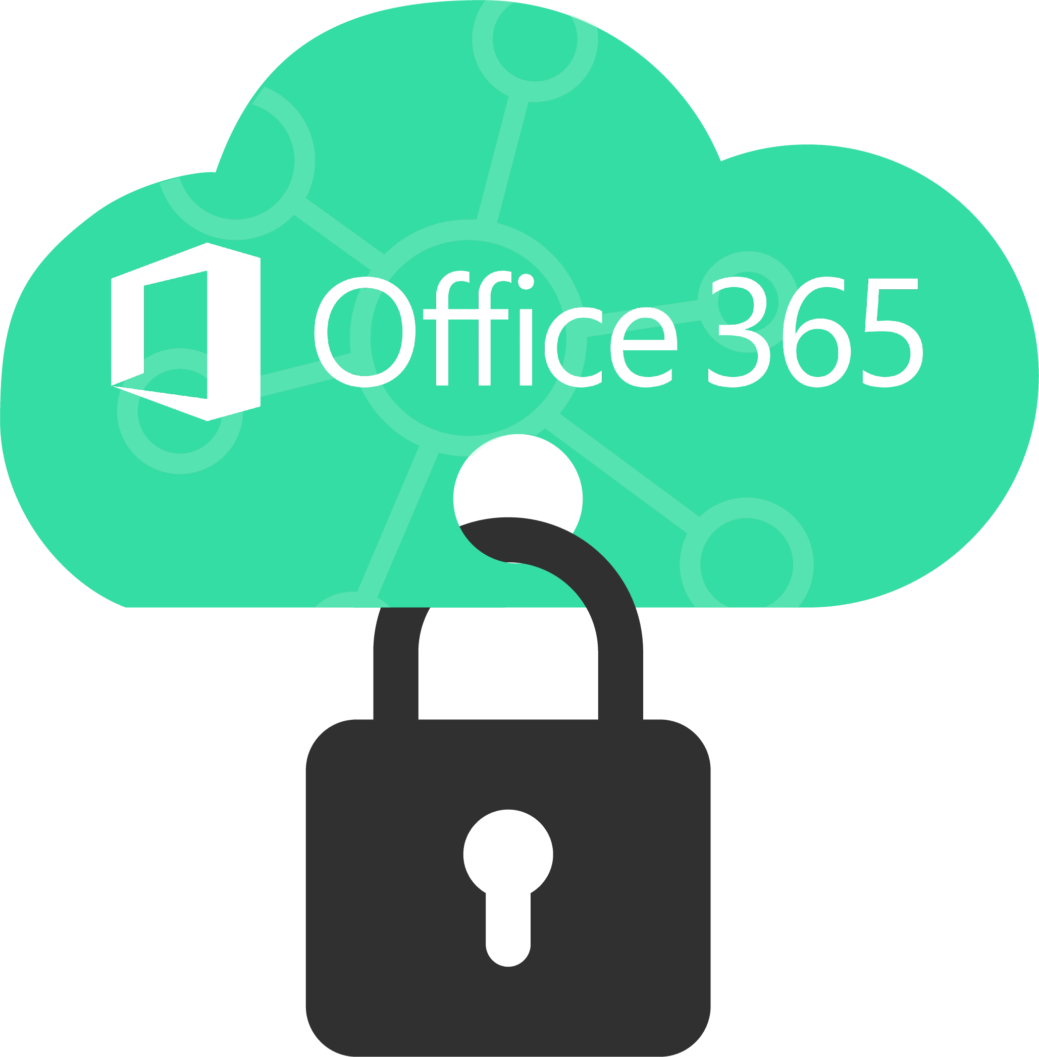 Cloud with lock showing security of Office 365 products